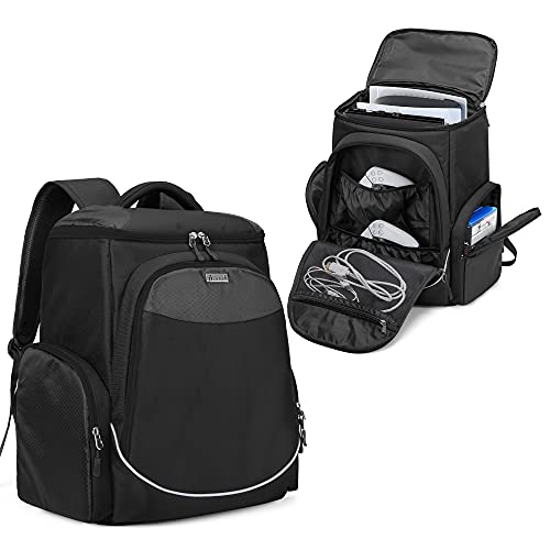 Trunab Gaming Console Backpack Compatible with Playstation 5 / PS5 Slim / PS4 / Xbox One, Travel Carrying Bag with Multiple Pockets for 15.6” Laptop and Gaming Accessories - Image 1