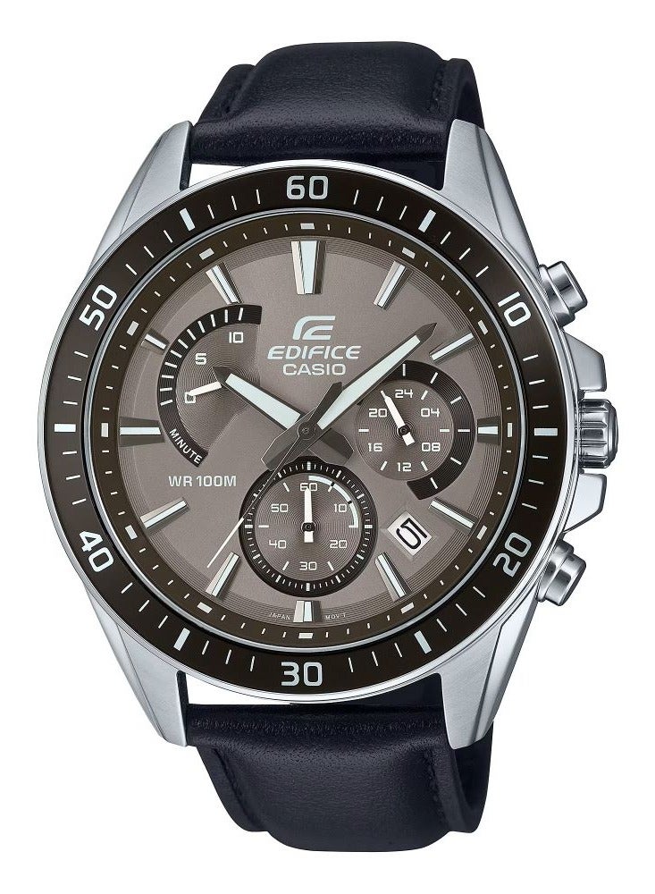 CASIO ساعة إيديفيس ستاندرد بسوار جلدي أسود كرونوغراف للرجال EFR-552L-5AVUDF - Image 1
