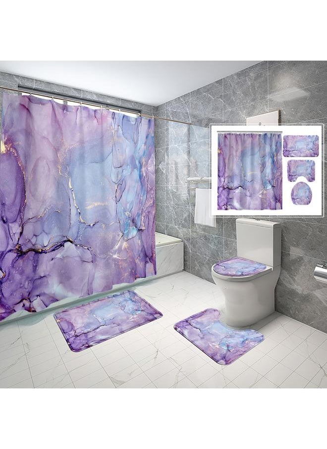 Bluejw - Factory Direct Supply  Gold Marble Digital Printing Bathroom Waterproof Shower Curtain Set Wholesale - Image 1