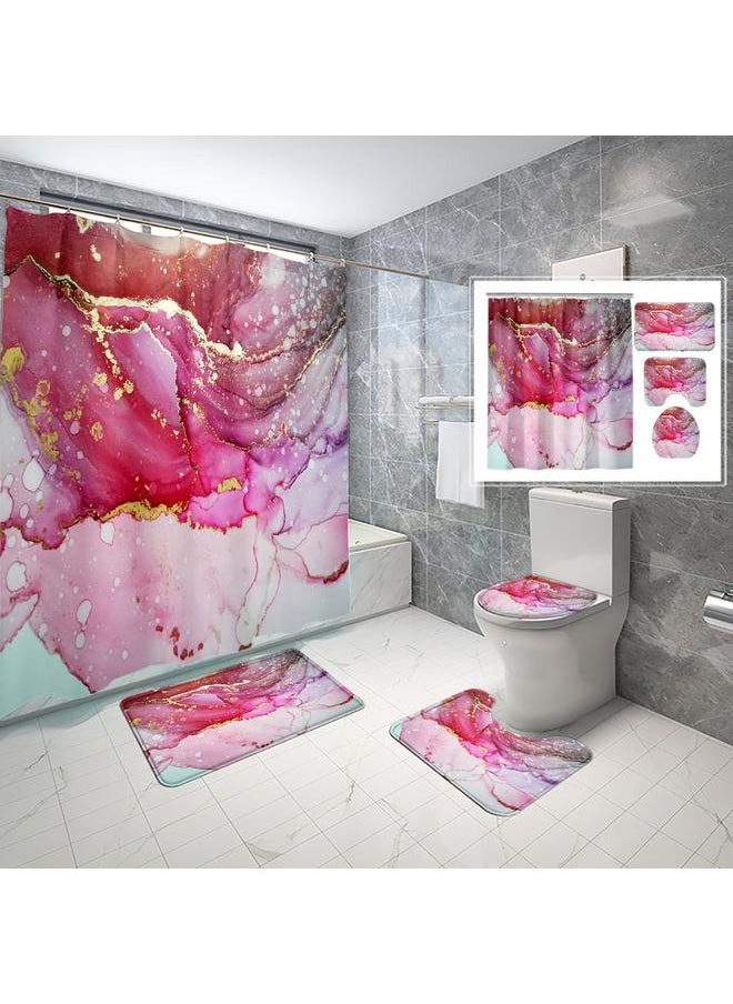 Bluejw - Factory Direct Supply  Gold Marble Digital Printing Bathroom Waterproof Shower Curtain Set Wholesale - Image 1