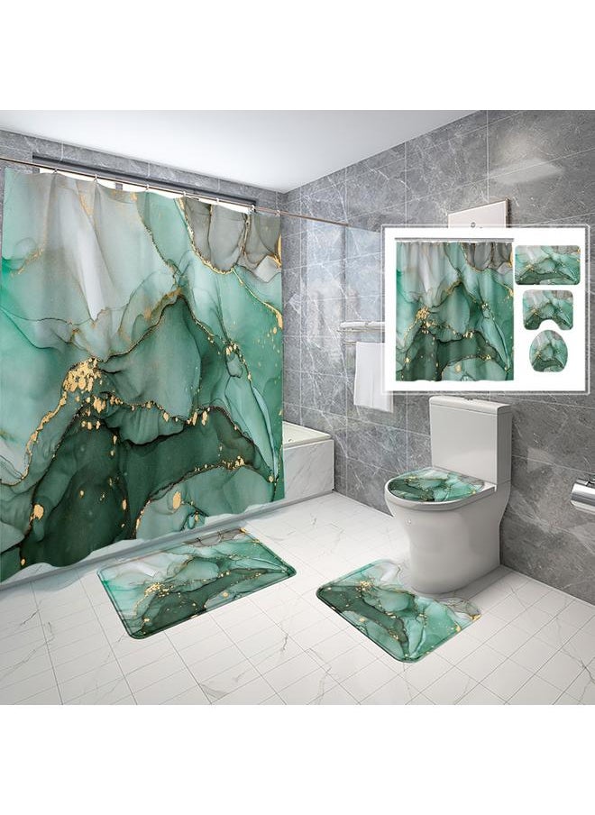 Bluejw - Factory Direct Supply  Gold Marble Digital Printing Bathroom Waterproof Shower Curtain Set Wholesale - Image 1