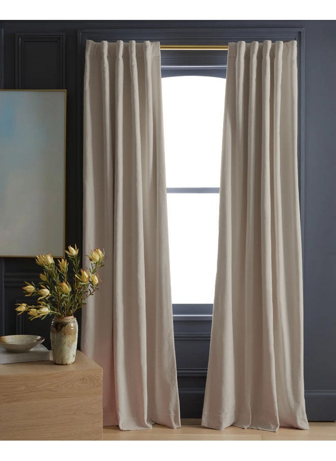 Naguib Selim Velvet Curtains Soft Fabric 1 Piece Off White-140x280  - Image 1