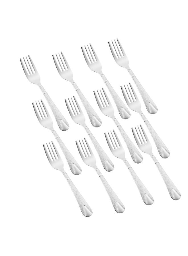 هيك طقم شوك أكل من الستانلس ستيل المقاوم للصدأ مكون من 12 قطعة فضي - Image 1