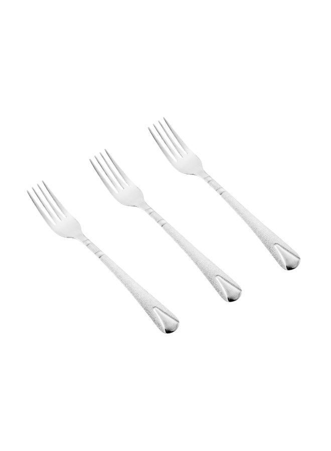 هيك طقم شوك أكل من الستانلس ستيل المقاوم للصدأ مكون من 12 قطعة فضي - Image 2