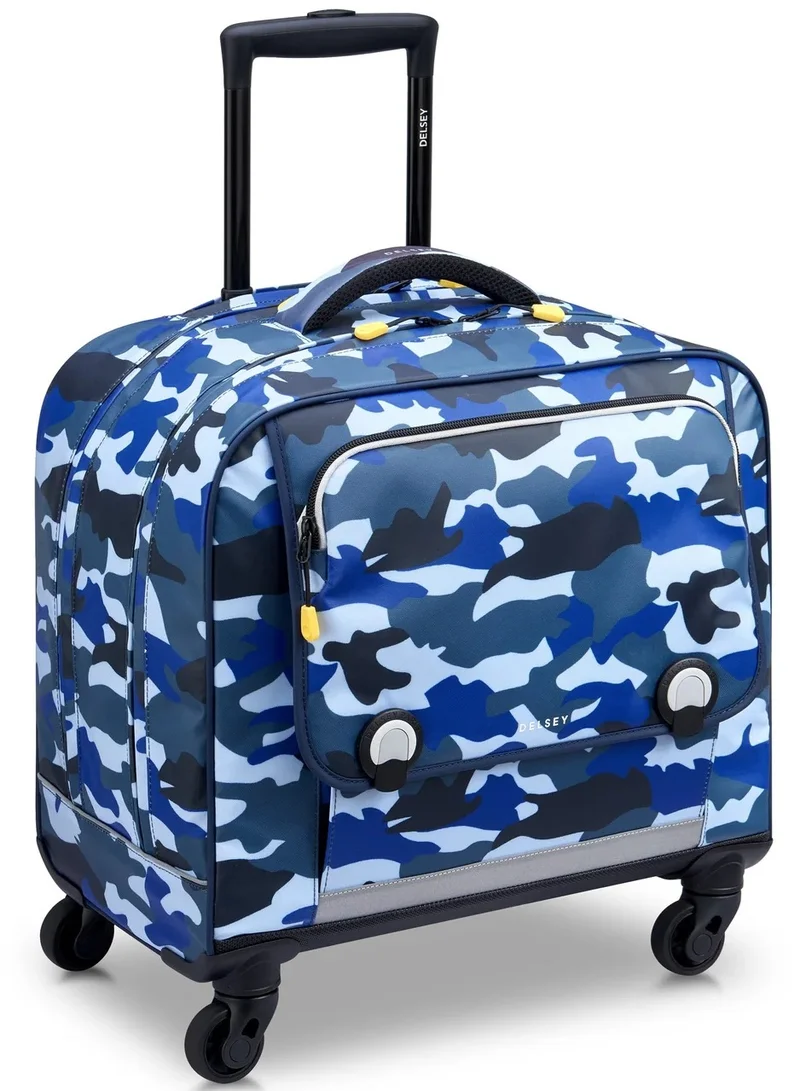 ديلسي _باريس حقيبة ظهر مدرسية بعجلات أفقية  - مقاس . بوصة - تمويه أزرق