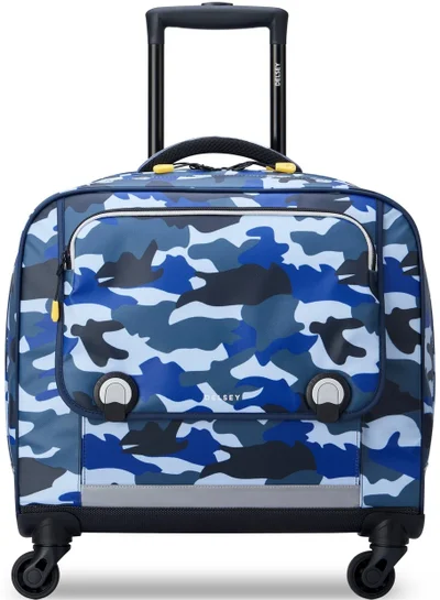 DELSEY Paris BTS 2023 - 4 Wheel Horizontal Schoolbag Trolley 15.6" - Camo Blue