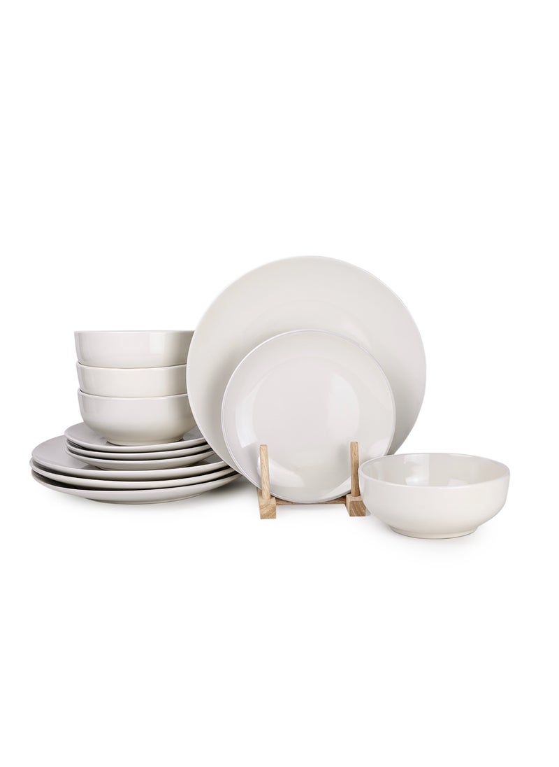 Cuisine Art - Cuisine Art HALA 12-Piece Stoneware Dinner Set - Cream - Image 1