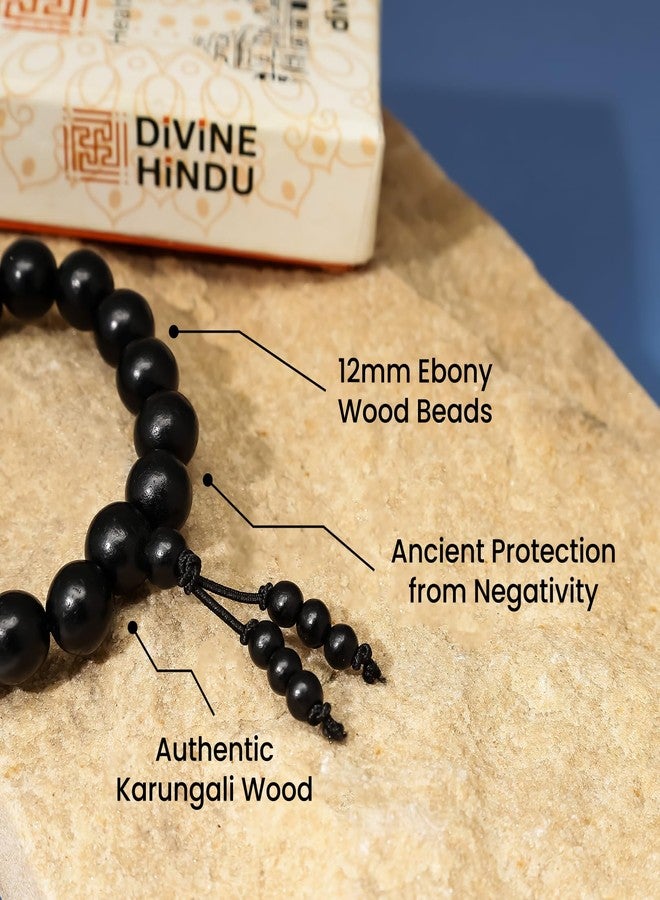 Divine Hindu Authentic Karungali Bracelet | Natural Ebony Wood Beads | Spiritual Healing, Meditation Use | For Men & Women | Bead Size-12MM - Image 3