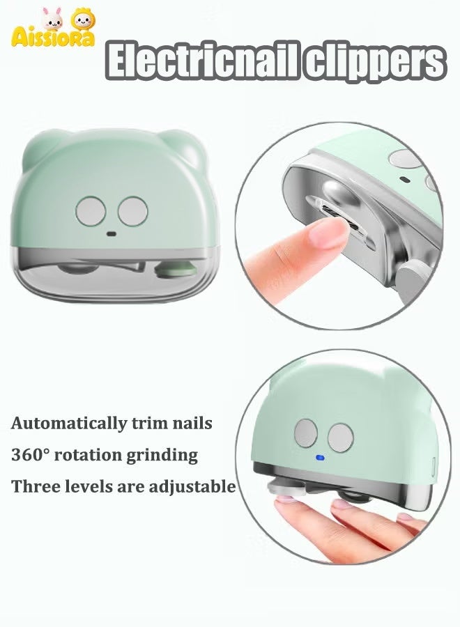 آيسيورا قصاصة اظافر كهربائية مقص الأظافر الكهربائية ماكينة قص الأظافر الأوتوماتيكية للأطفال ماكينة تشذيب الأظافر الكهربائية مقص الأظافر الكهربائية مع الضوء مسمار مصقول تقليم وطحن 2 في 1 شفرة دوارة 360 درجة ثلاث سرعات قابلة للتعديل - Image 1