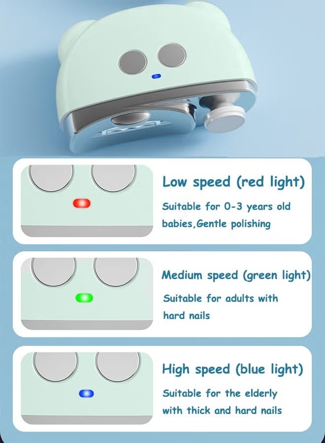 آيسيورا قصاصة اظافر كهربائية مقص الأظافر الكهربائية ماكينة قص الأظافر الأوتوماتيكية للأطفال ماكينة تشذيب الأظافر الكهربائية مقص الأظافر الكهربائية مع الضوء مسمار مصقول تقليم وطحن 2 في 1 شفرة دوارة 360 درجة ثلاث سرعات قابلة للتعديل - Image 4
