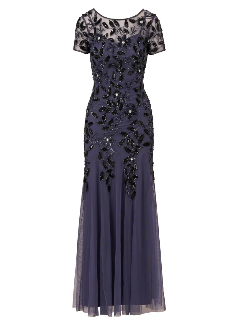 Adrianna Papell Embroidered Tulle Gown Dress