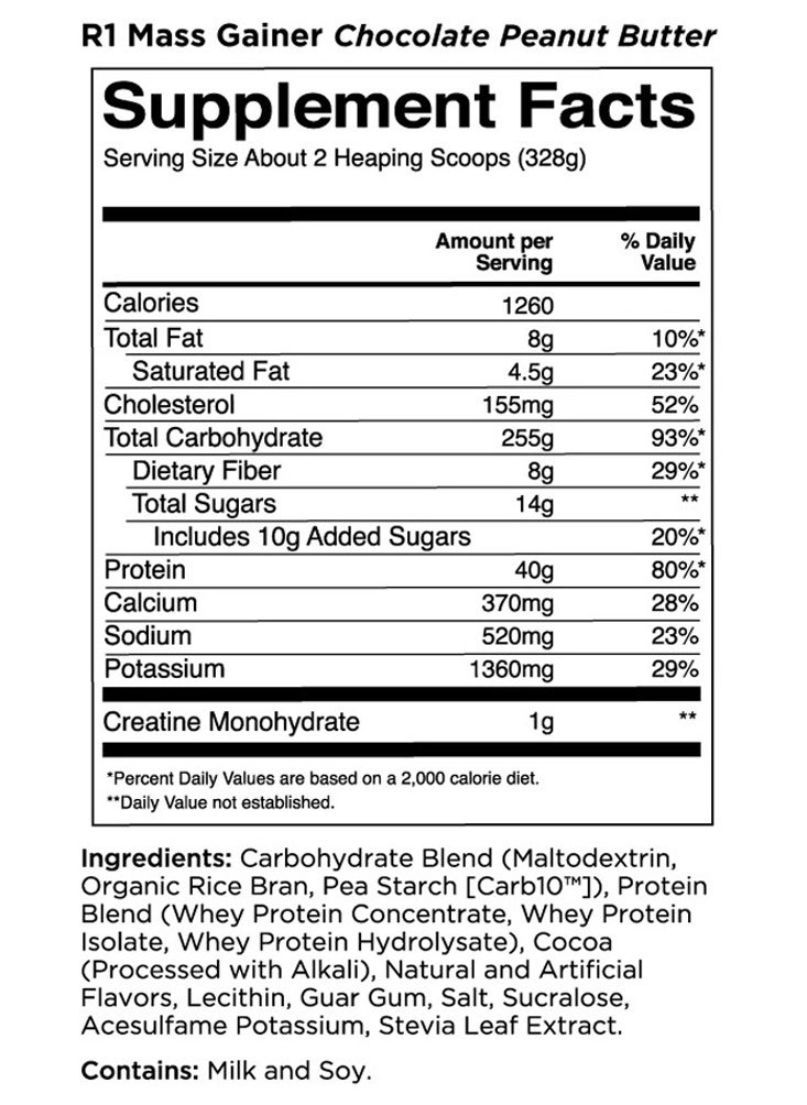 Rule One Proteins Rule 1 Mass Gainer - Chocolate Peanut Butter  - (5.25 kg)  - Image 2