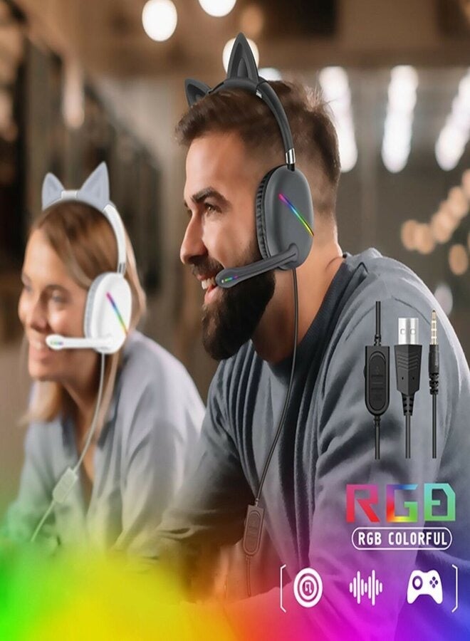 AKZ Wired Headphone Cat Ear Gaming Headset With Sound RGB Light - Image 4