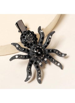 minkissy minkissy Gothic Spider Hair Clips Rhinestone Black Bat Hair Clips Horror Vintage French Barrette Black Gem Alligator Hair Clip Duckbill Barrette for Women Girls  - Image 2