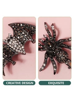 minkissy minkissy Gothic Spider Hair Clips Rhinestone Black Bat Hair Clips Horror Vintage French Barrette Black Gem Alligator Hair Clip Duckbill Barrette for Women Girls  - Image 3