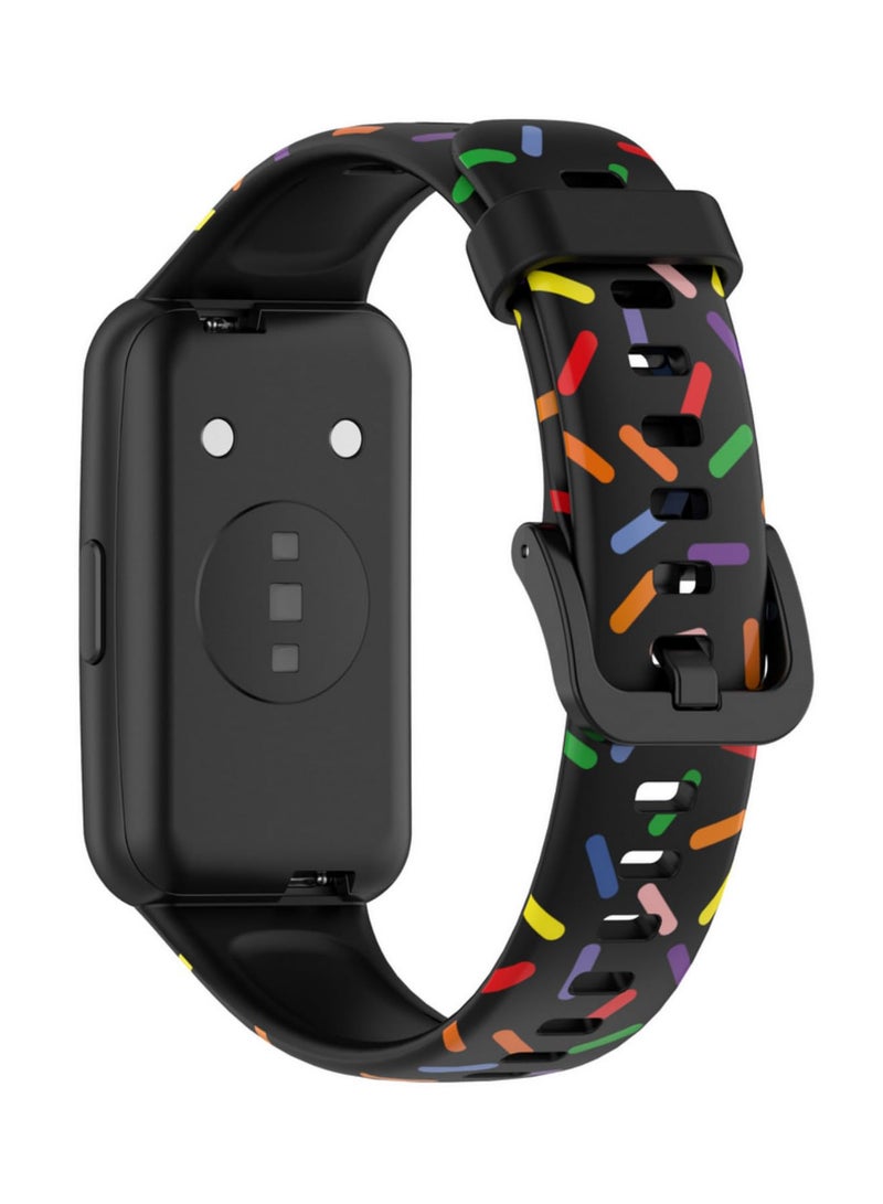 1PCS Rainbow Silicone Strap for Huawei Band 8 Smartwatch Replacement Wristband Soft Comfortable Durable Bracelet Adjustable Fitness Tracker Band Colorful Print Strap - Image 2