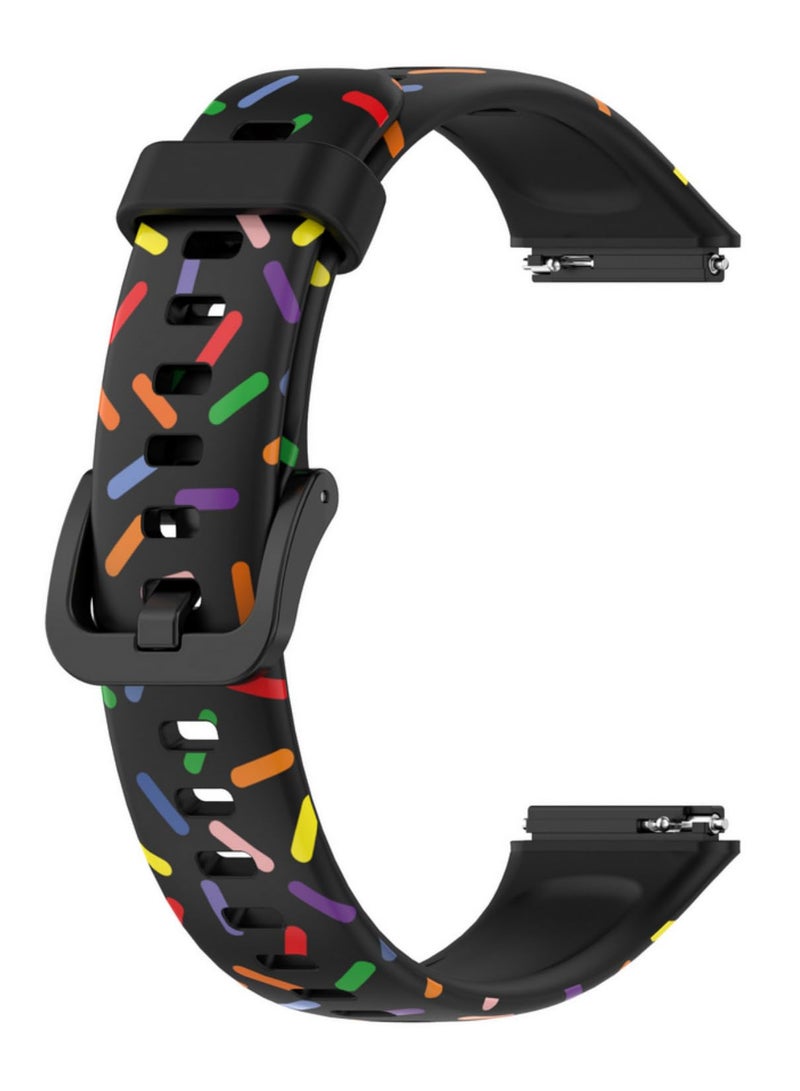 1PCS Rainbow Silicone Strap for Huawei Band 8 Smartwatch Replacement Wristband Soft Comfortable Durable Bracelet Adjustable Fitness Tracker Band Colorful Print Strap - Image 3