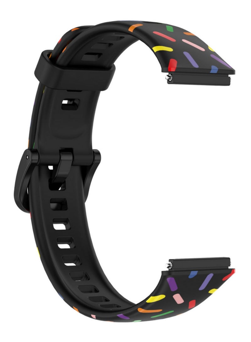 1PCS Rainbow Silicone Strap for Huawei Band 8 Smartwatch Replacement Wristband Soft Comfortable Durable Bracelet Adjustable Fitness Tracker Band Colorful Print Strap - Image 4