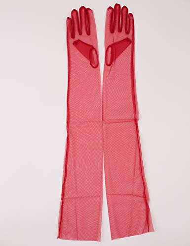 QRBTSCL Women's Wedding Bridal Mesh Tulle Gloves Long Opera Costume Party Gloves 27" Elbow Length Sheer Glove Royal Blue - Image 4