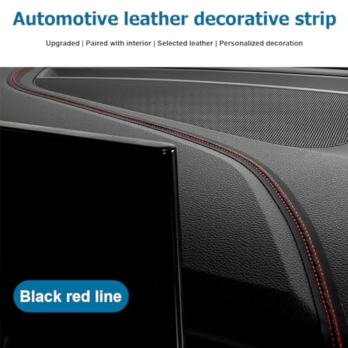 BESULEN 9.84FT(3M) Automobile Interior Trim Strip Leather Decorative Line, Car Interior DIY Flexible Gap Moulding Trim Sticker Door Air Outlet Dashboard Strips, for Vehicles SUV Truck RV (Black/Red) - Image 2
