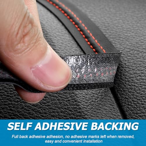 BESULEN 9.84FT(3M) Automobile Interior Trim Strip Leather Decorative Line, Car Interior DIY Flexible Gap Moulding Trim Sticker Door Air Outlet Dashboard Strips, for Vehicles SUV Truck RV (Black/Red) - Image 5