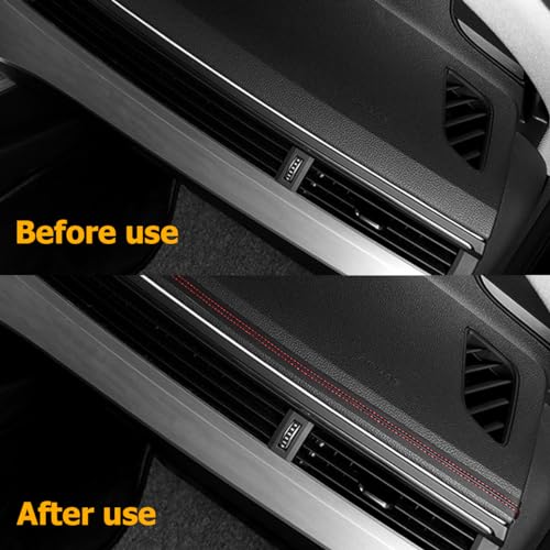 BESULEN 9.84FT(3M) Automobile Interior Trim Strip Leather Decorative Line, Car Interior DIY Flexible Gap Moulding Trim Sticker Door Air Outlet Dashboard Strips, for Vehicles SUV Truck RV (Black/Red) - Image 3