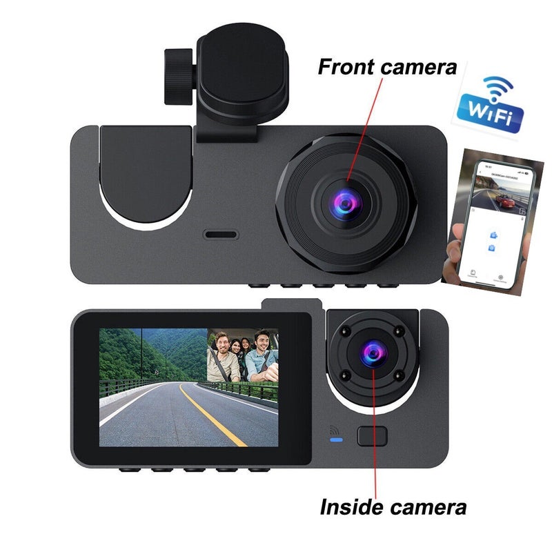 1080P Three-Lens Wifi Hd Night Vision Driving Recorder Mobile Phone App Internet View - Image 1