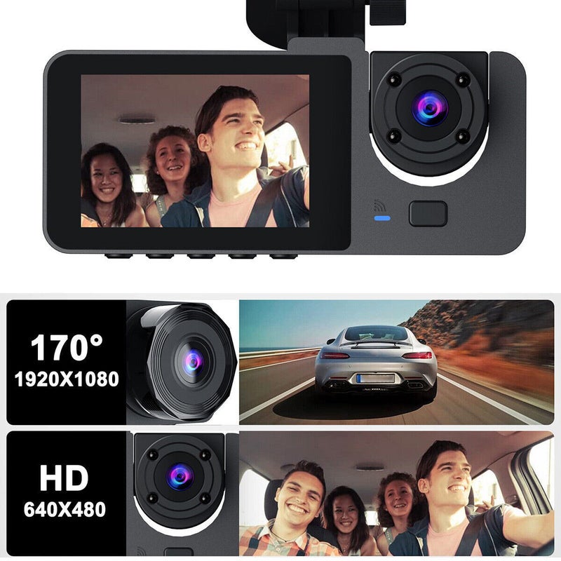 1080P Three-Lens Wifi Hd Night Vision Driving Recorder Mobile Phone App Internet View - Image 4