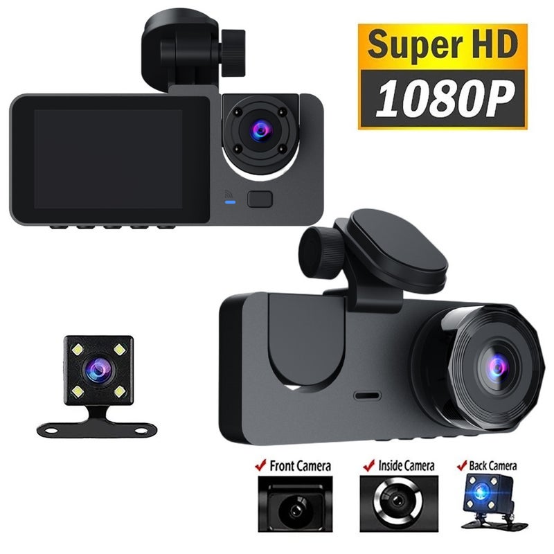 1080P Three-Lens Wifi Hd Night Vision Driving Recorder Mobile Phone App Internet View - Image 2