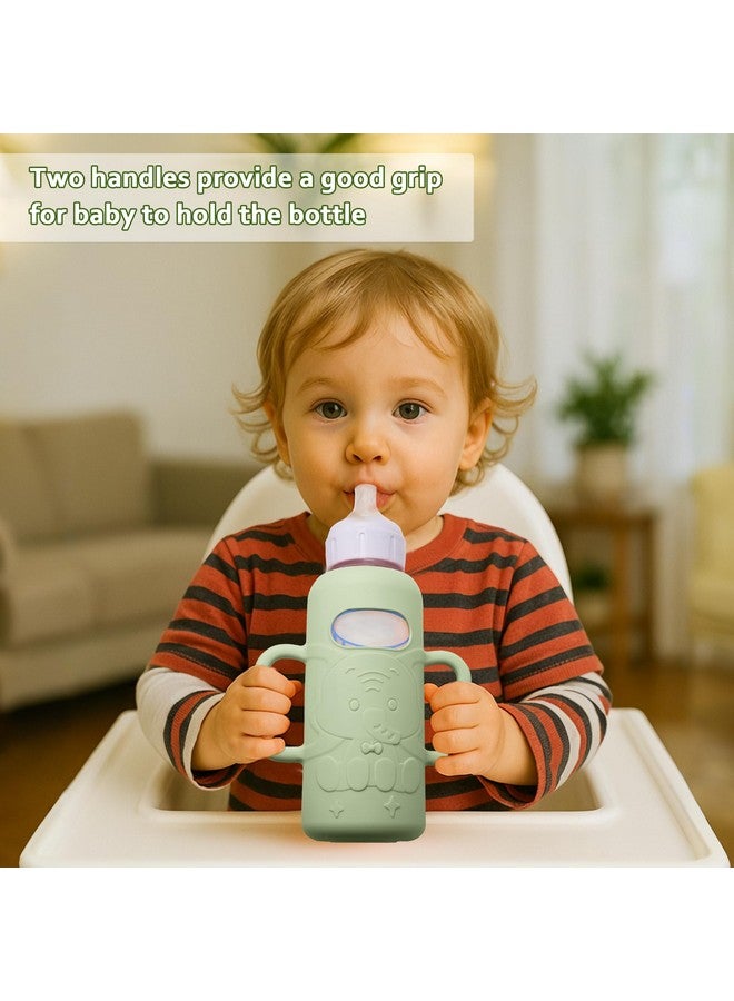 KingKam 4 Pack Silicone Sleeves for Dr. Brown's Glass Baby Bottles, Drop Protection Easy-Grip Baby Bottle Sleeves Holder with Handles, Compatible with Dr. Brown's Narrow Glass Bottles 8oz - Image 5