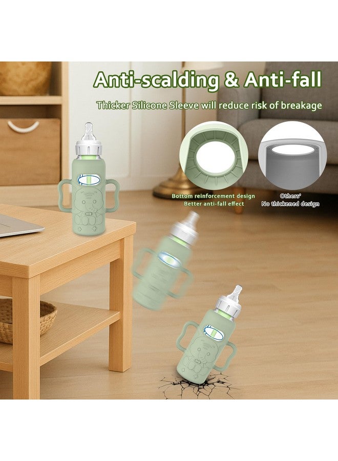 KingKam 4 Pack Silicone Sleeves for Dr. Brown's Glass Baby Bottles, Drop Protection Easy-Grip Baby Bottle Sleeves Holder with Handles, Compatible with Dr. Brown's Narrow Glass Bottles 8oz - Image 3