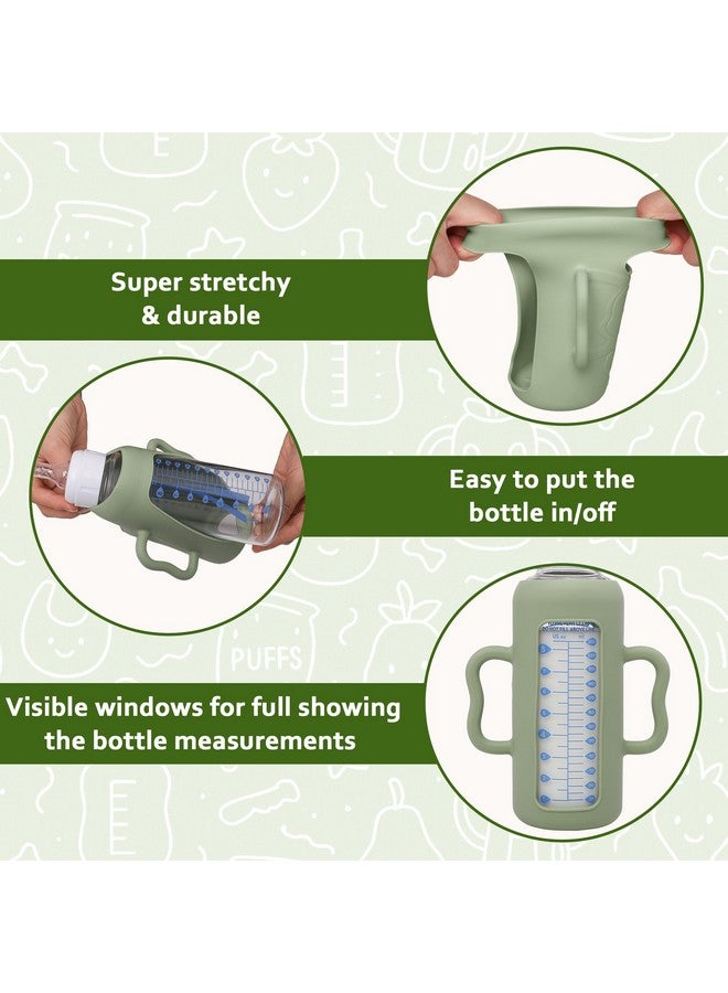 KingKam 4 Pack Silicone Sleeves for Dr. Brown's Glass Baby Bottles, Drop Protection Easy-Grip Baby Bottle Sleeves Holder with Handles, Compatible with Dr. Brown's Narrow Glass Bottles 8oz - Image 4