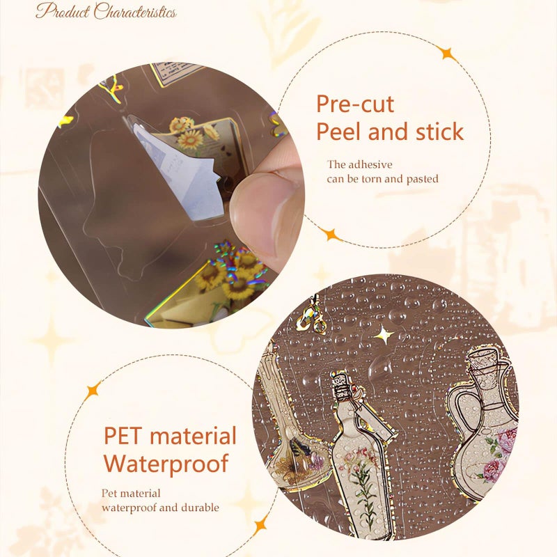 Ptyism 240 Pcs/12 Sheets Stickers for Scrapbooking,Sticker for Journaling Scrapbooking Stickers for Scrapbooking Art Journal Bullet Journal Accessories - Image 5