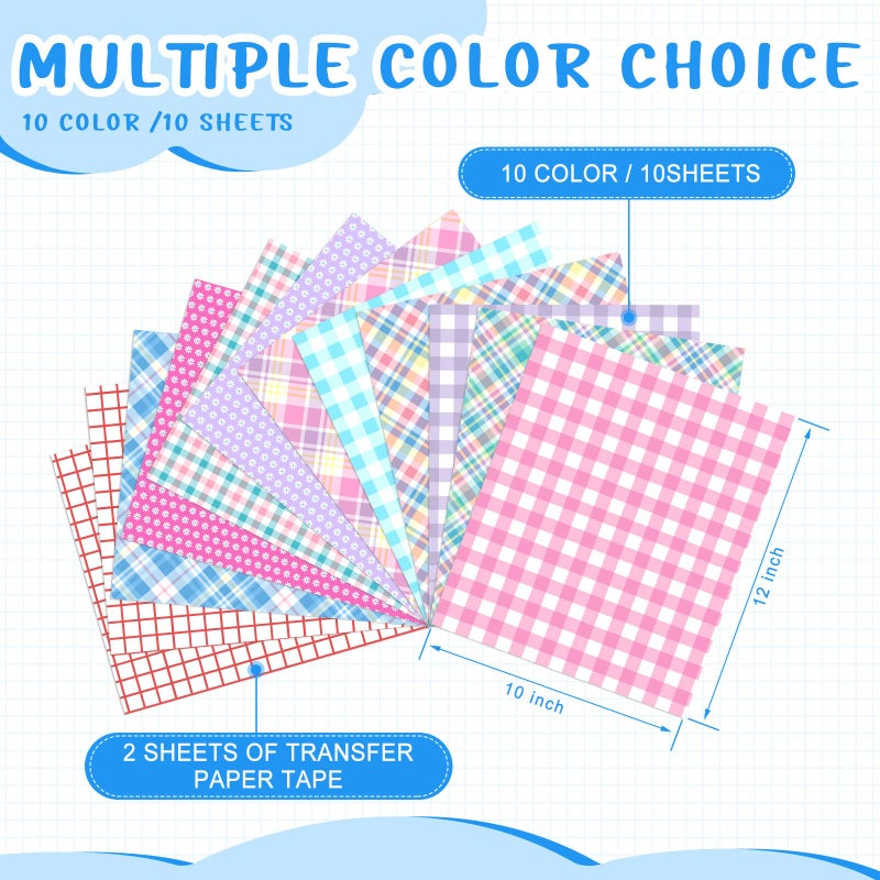 Tintnut Spring Plaids Permanent Vinyl - 10 Sheets 12"x10", Easter Plaid Patterned Permanent Adhesive Vinyl for Cutting Machine,Home Decor Self Sticker - Image 2