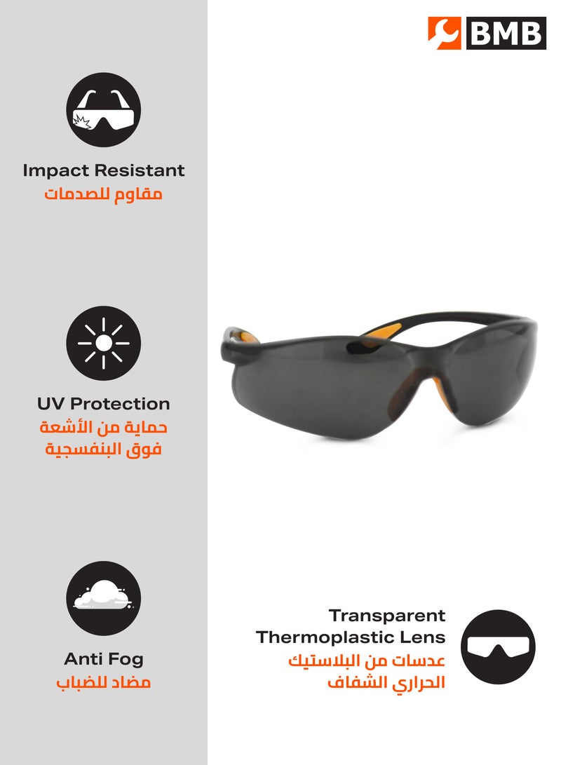 BMB tools Safety Glasses Black Color|Work Safety Equipment & Gear|Eye Protection|Goggles|Chemical Proof Lens|Safety Goggles |Anti Dust Lens|Lens Wrap Around  - Image 2