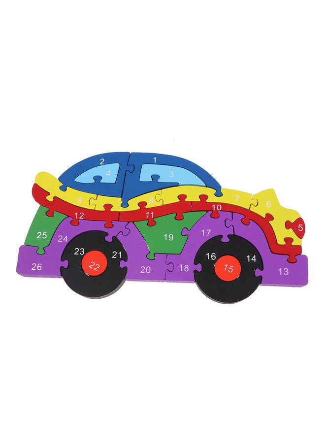 Wooden Alphabet 3D Car Puzzle Game