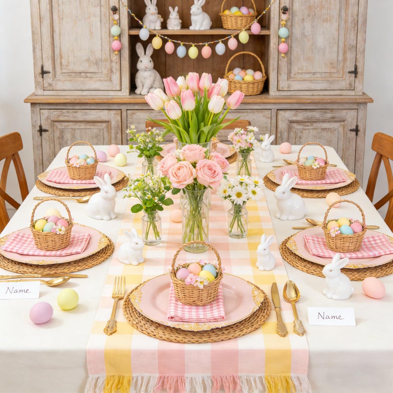 Joyido 125PCS Pink and Gold Plastic Plates - Pink Disposable Plates - Vintage Plate with Gold Plastic Silverware Set for 25 Guests for Weddings Baby Shower Parties Easter Mother's Day - Image 3