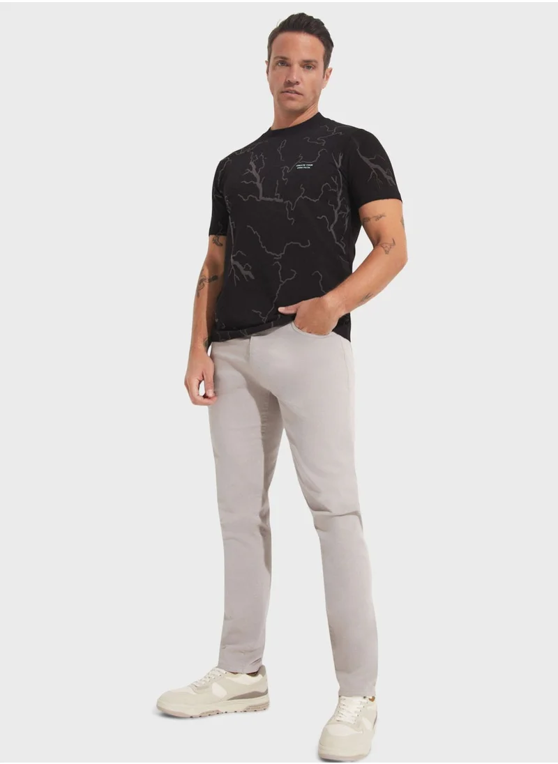 جون Printed  Crew Neck  Regular Fit  T-Shirt