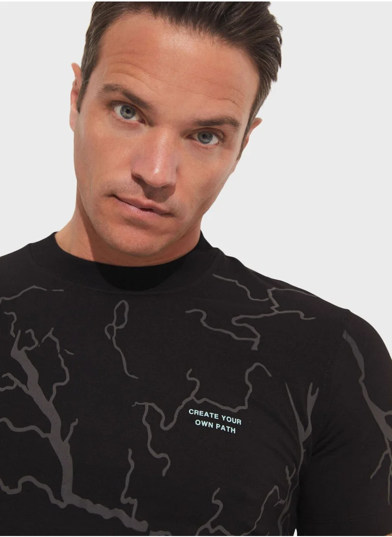 جون Printed  Crew Neck  Regular Fit  T-Shirt