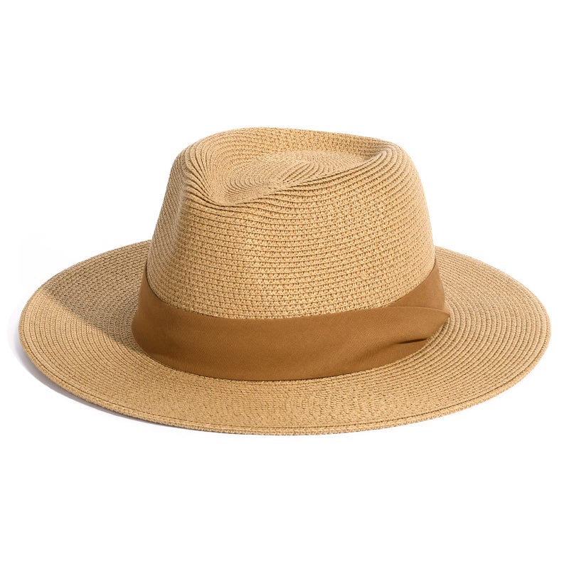 FURTALK Womens Mens Wide Brim Straw Panama Hat Fedora Summer Beach Sun Hats UPF Straw Hat for Women - Image 1