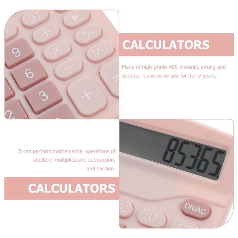 Pink 12 Digit Solar Dual Power Calculator Portable for Students Office Use - Image 3