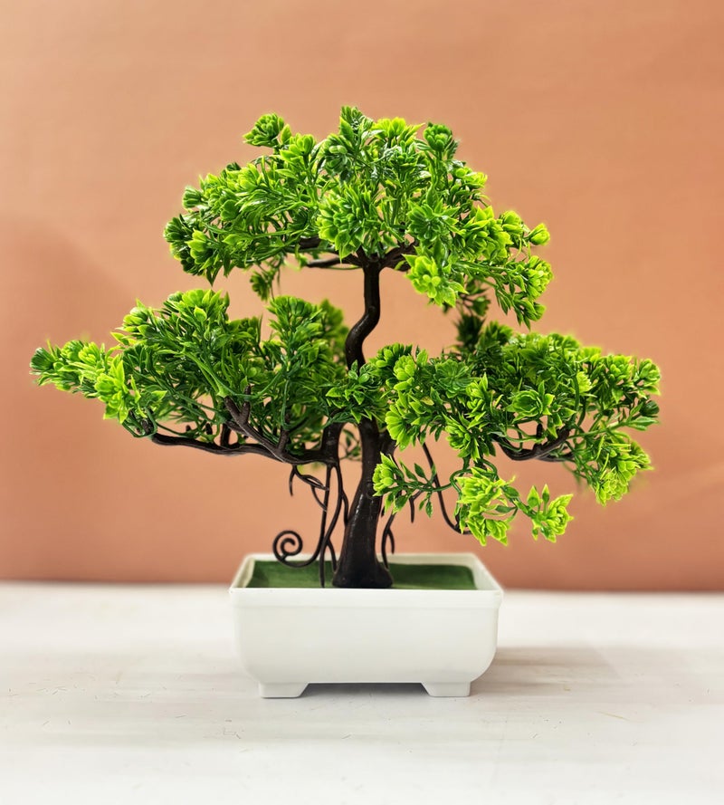 Dekorly Artificial Plants Pot Fake Bonsai Pine Trees Plants Greenery Japanese Pine Bonsai Tree Desktop Display Simulation,Office,Living Room (Height : 30CM, Tray Pot) - Image 1