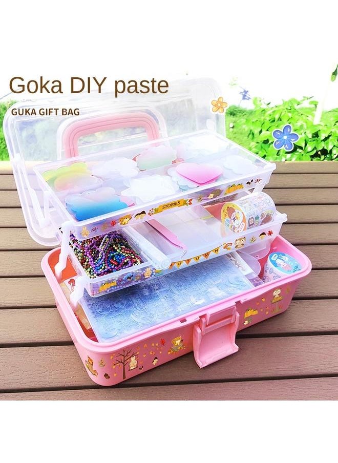 Bluejw Children's Free Matching DIY Hand Account Goo Card Sticker Paper Sticker Big Suit Goo Plate Card Full Set Of Materials Storage Box Toys  - Image 2