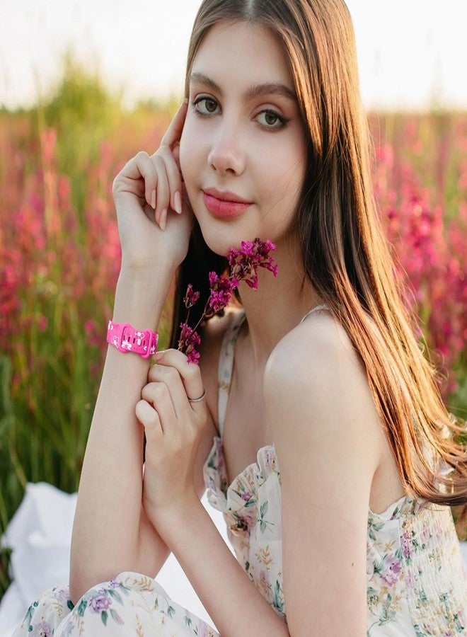 Witzon Cute Floral Band Compatible with Apple Watch Bands For Women 38mm 42mm 41mm 40mm 44mm 45mm 46mm 49mm, Engraved Flower Soft Silicone Inlay Strap for iWatch Series 11 10 9 8 7 6 5 4 3 2 SE Ultra - Image 2