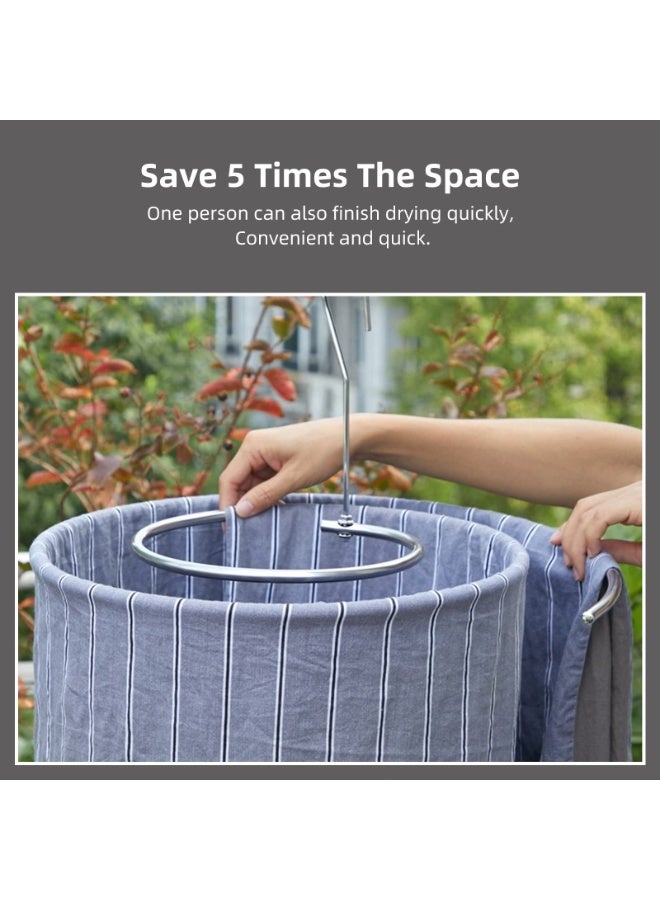 HOMESTAR 2Pcs Round Spiral Bed Sheet Hangers , Extra Thick Stainless Steel Round Folding Drying Rack, Hanger Quilt, Balcony Storage Rack, Space Saving Laundry Helper For Blankets , Duvet Covers , Bedspread, Tablecloth,Sofa Cover, Shawl , Scarf , White, 40 cm - Image 5