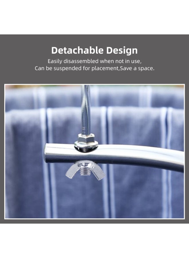 HOMESTAR 2Pcs Round Spiral Bed Sheet Hangers , Extra Thick Stainless Steel Round Folding Drying Rack, Hanger Quilt, Balcony Storage Rack, Space Saving Laundry Helper For Blankets , Duvet Covers , Bedspread, Tablecloth,Sofa Cover, Shawl , Scarf , White, 40 cm - Image 3