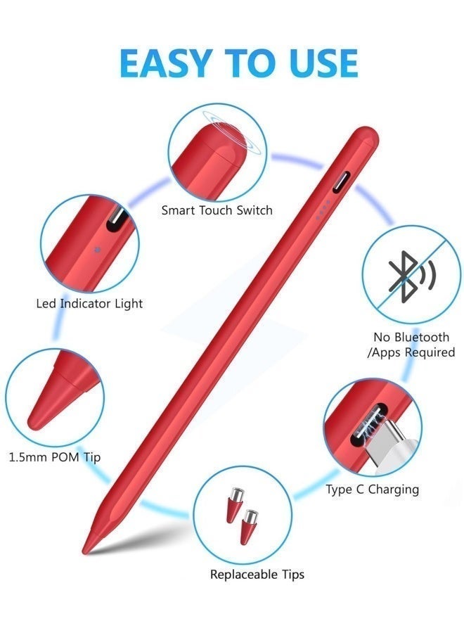 BUPY Universal Active Stylus Pen Compatible with Huawei/Honor/Samsung/Lenovo/Xiaomi and Other Android Smartphone and Tablet Devices Tablet Pen, Red (Not for iPad/iPhone) - Image 3