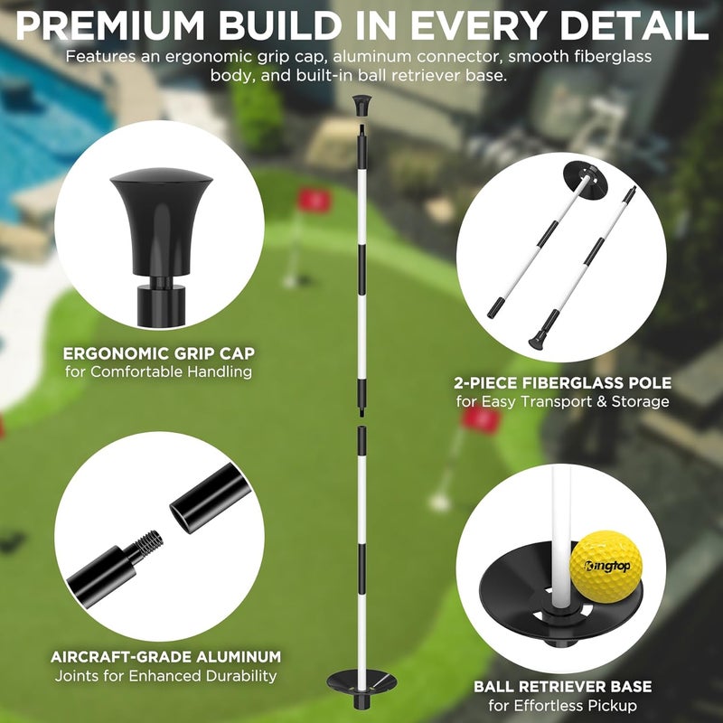KINGTOP Golf Flagstick - Portable Design, Practice Putting Green Flag Stick for Yard, Club - Golf Pole Pin Flagpole, 3FT or 6FT Heights Available - Image 5