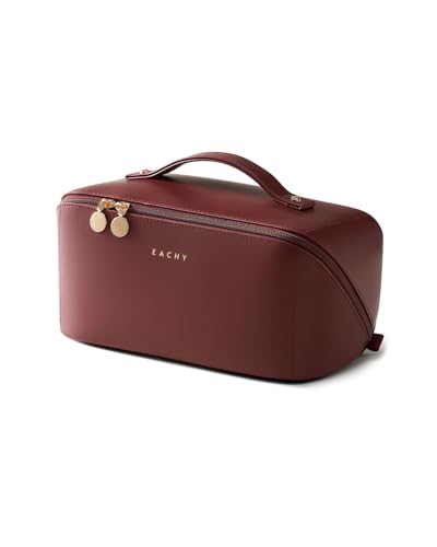 EACHY Travel Makeup Bag,Large Capacity Cosmetic Bags for Women,Portable Pouch Open Flat Toiletry Bag Make up Organizer with Divider and Handle - Image 1