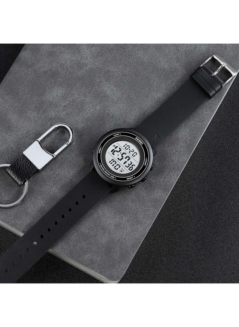 Men's Multifunction Count Down Chrono Sport  LED Light Display 6Bar Waterproof Digital WristWatch 6371BKWT - Image 5